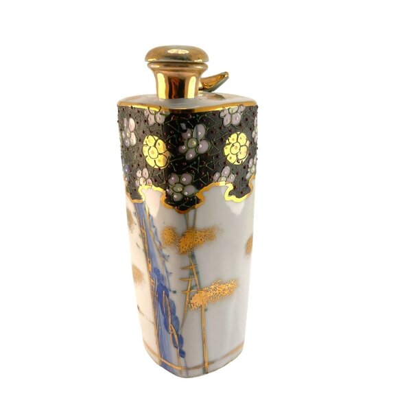 Kutani Ware Antique Tokkuri Sake Bottle Japanese Sake Bottle Bud Vase Singing Go - Picture 4 of 9